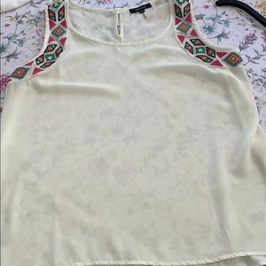 Verty brand sheer white top, embroidered details.  Size Large.  Great condition
